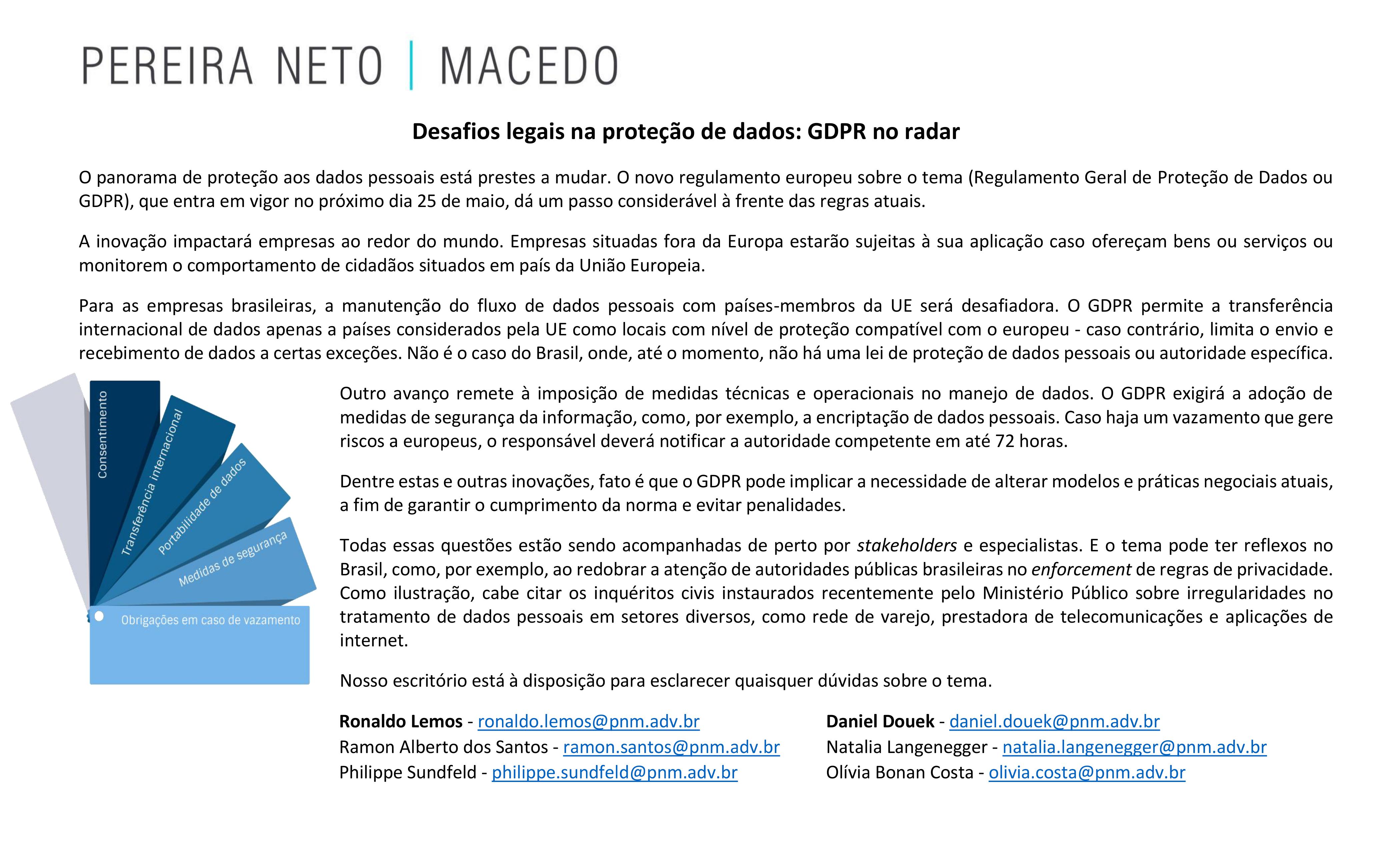 Legal challenges ahead in data protection: GDPR – Pereira Neto | Macedo |  Rocco